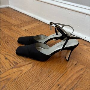 90s Black Satin Heels